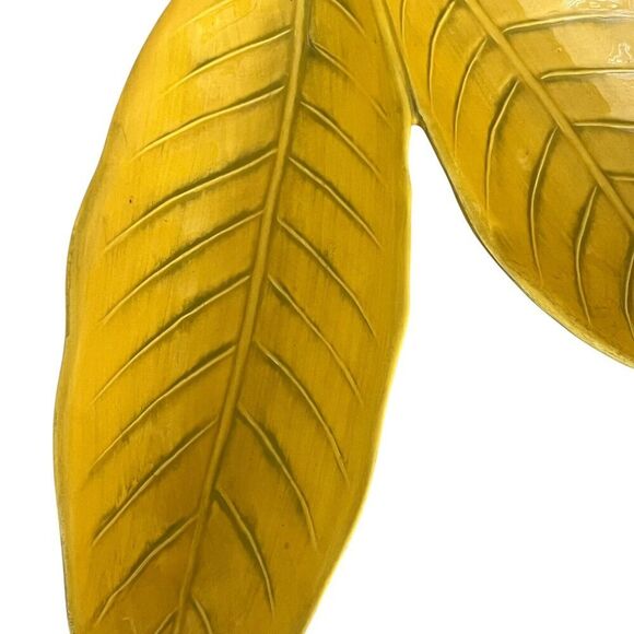 Vietri Leaf 2 Part Serving Dish Platter Large 14” Stoneware Made In Italy Yellow - Picture 3 of 8